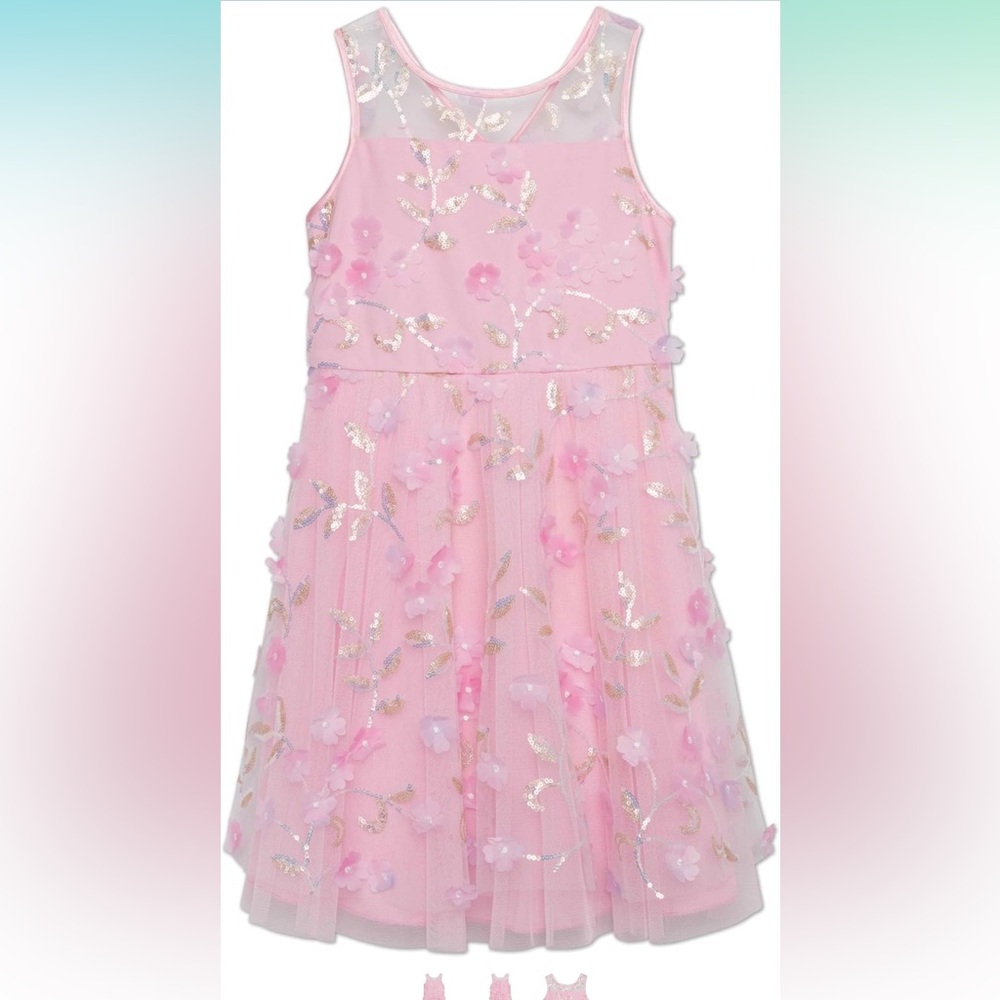 Speechless Girls' Sleeveless 3D Tulle and Sequin Party Dress